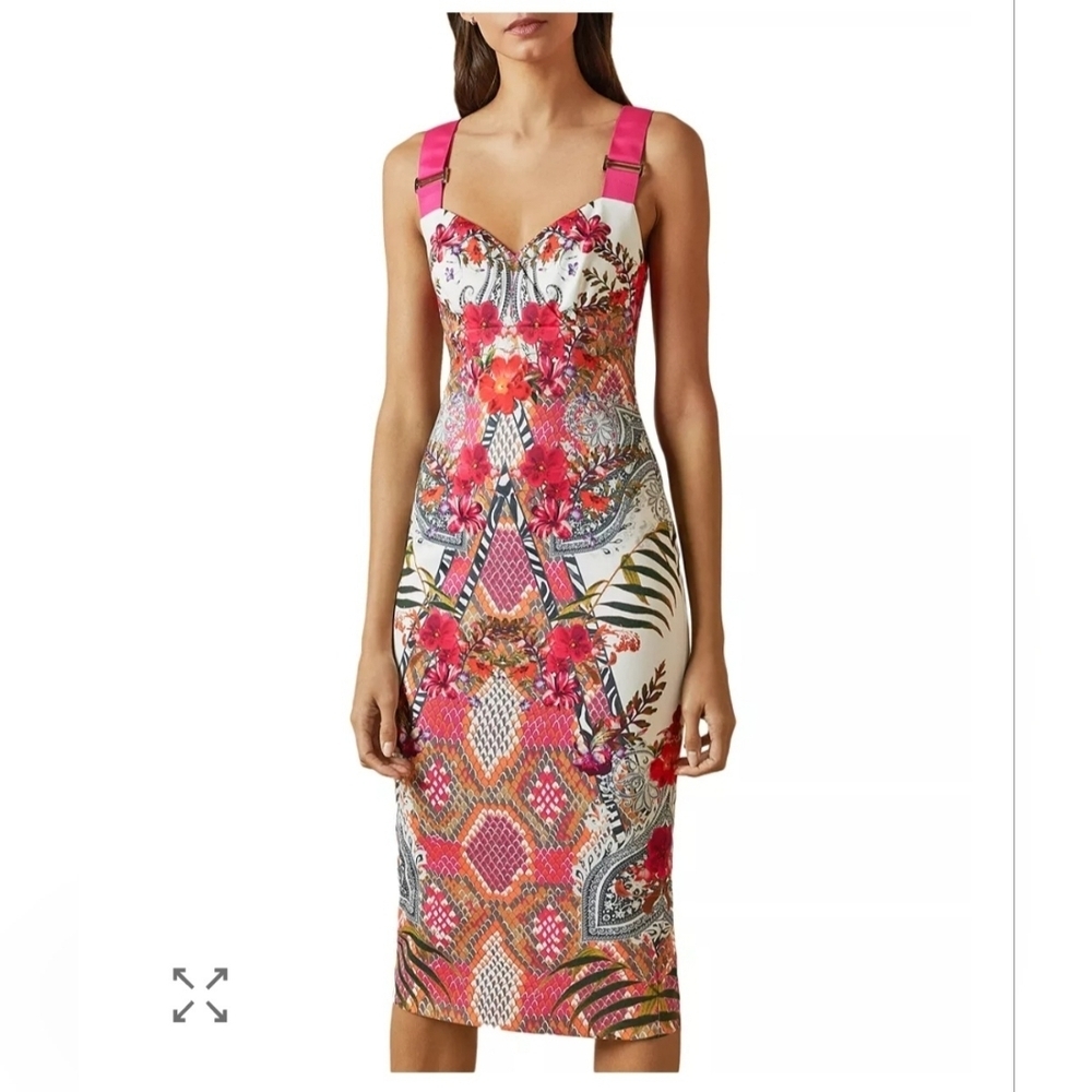 Ted Baker Kloeey Samba Strappy Bodycon Midi Ivory Dress